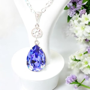 Purple Necklace Tanzanite Necklace  Necklace Bridesmaid Necklace Dark Purple Necklace Teardrop Pendant Necklace TZ31N