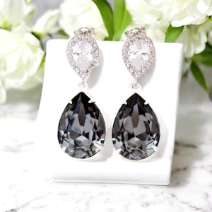 Dark Grey Earrings  Silver Night Earring Black Diamond Earrings Smoky Grey Earrings Charcoal Earrings Bridesmaid Earring SN31P