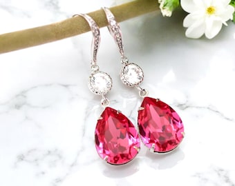 Pink  Earrings Fuchsia Earrings Hot Pink Earrings Dark Pink Earrings Bridal Bridesmaid Earrings Deep Pink Earrings RP31HC