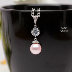 Pearl Necklace Pink Pearl Necklace Bridesmaid Necklace Blush Pink Necklace Bridal Accessory Pearl Jewelry Simple Pearl Necklace P44N