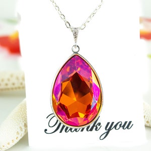 LIMITED STOCK Astral Pink Crystal Necklace Large Pendant Statement Necklace Orange Pink Fuchsia Coral Magenta Bridesmaid Necklace AP42N