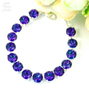 Tennis Bracelet Purple Bracelet Heliotrope Rivoli Crystal 8mm Chain Bracelet Bridal Bracelet Rivoli Bracelet Small Stones HE35BR
