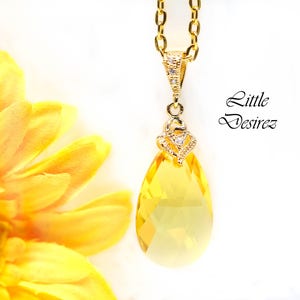 Yellow Necklace Light Topaz Pendant Necklace Yellow Bridesmaids Gift Lemon Zest Canary Yellow November Birthstone LT32N image 3