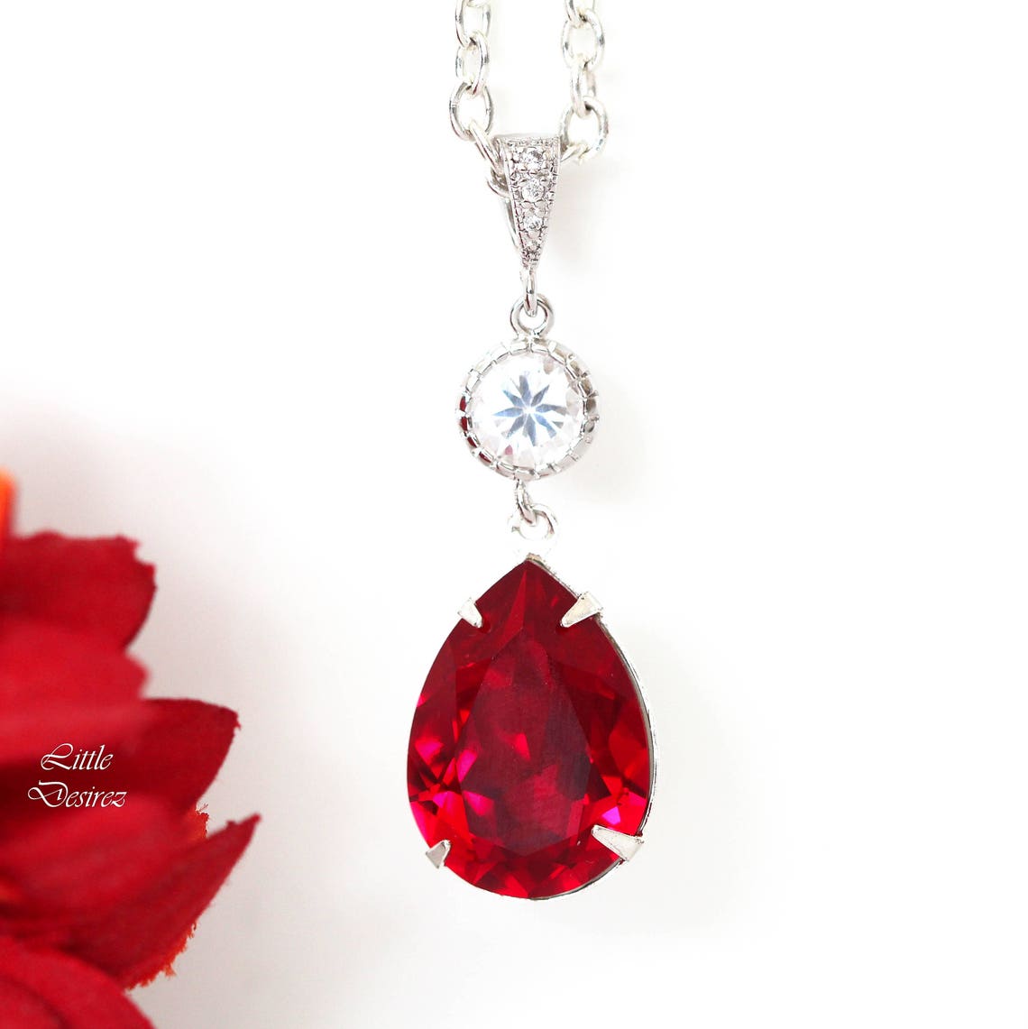 Red Earrings and Necklace Set Bridal Jewelry Bridesmaid Gift Etsy