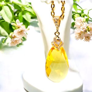 Yellow Necklace Light Topaz Pendant Necklace Yellow Bridesmaids Gift Lemon Zest Canary Yellow November Birthstone LT32N image 2