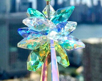 スワロフスキークリスタルサンキャッチャー ピーコックカラー ヴィ