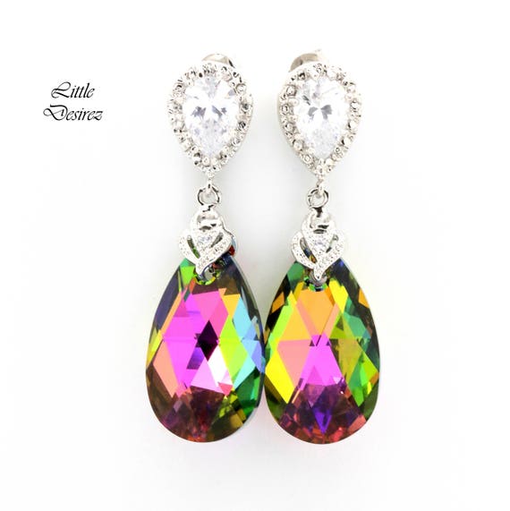 Stylish Multicolor Teardrop Earrings Set Amazon.com: Western Style Rainbow Opalite Glass Teardrop  main image 3