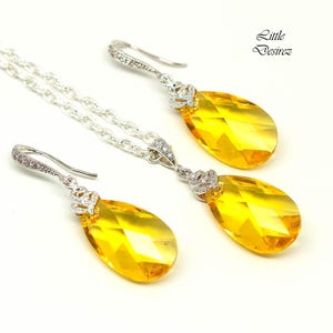 READY TO SHIP Yellow Jewelry Set Earrings Necklace Set Bridesmaid Gift Lemon Zest Canary Yellow Sunshine Yellow Wedding Jewelry Set LT32JS