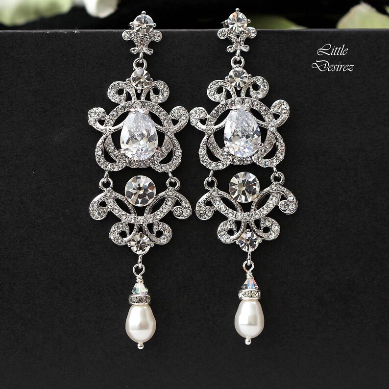 Crystal Chandelier Earrings Wedding Jewelry Statement Bridal Etsy