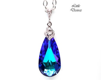Colar roxo, colar de noiva, colar de cristal azul, pingente de heliotrópio, colar de dama de honra, pingente roxo, gota azul e roxa HE33N