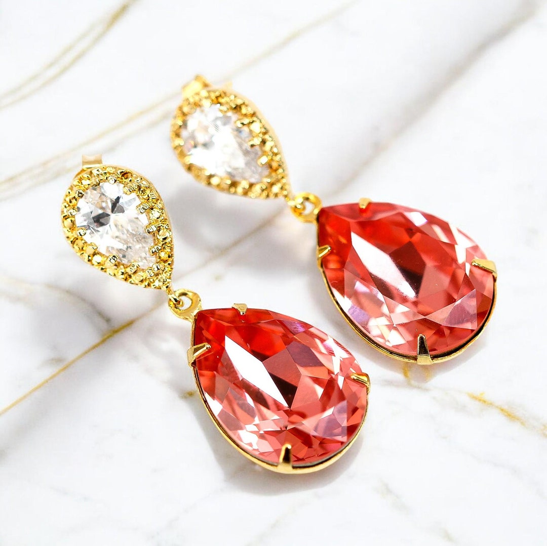 Long Shine Earrings in Peach/Coral main image 0