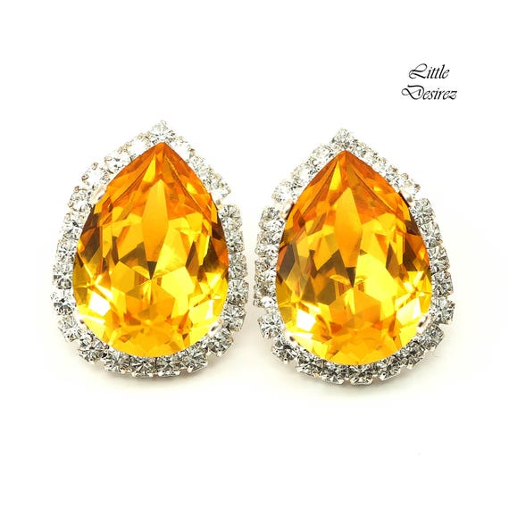 Crystal Teardrop Halo Stud Post Earrings Silver-tone Crystal Teardrop Halo Stud Post Earrings Silver-tone