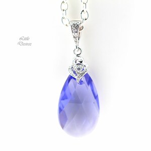Lilac Necklace Lavender Pendant Necklace  Crystal Tanzanite Necklace Bridesmaid Necklace Purple Plum Jewelry Hypoallergenic TZ32N