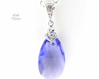 Collier Lilas Collier Pendentif Lavande Cristal Tanzanite Collier Demoiselle d’Honneur Collier Violet Prune Bijoux Hypoallergénique TZ32N