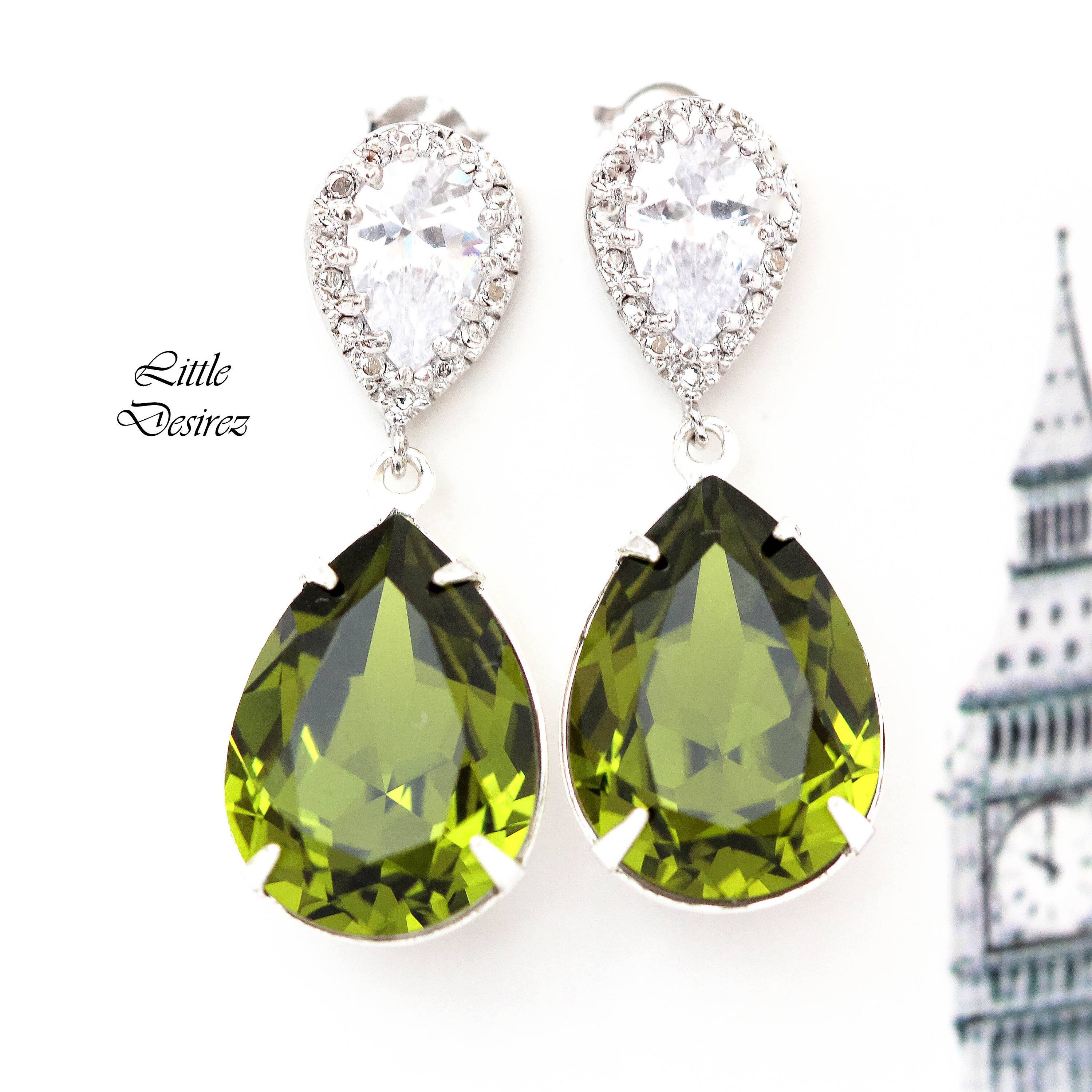 Green Earrings Olive Green Earrings Green Earrings Olivine Etsy