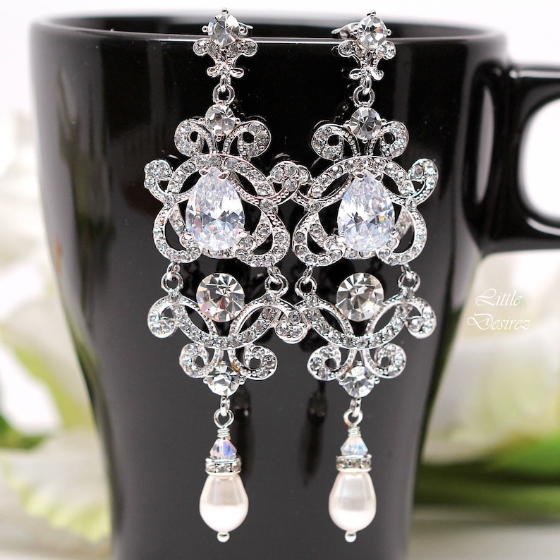 Crystal Chandelier Earrings Wedding Jewelry Statement Bridal Etsy