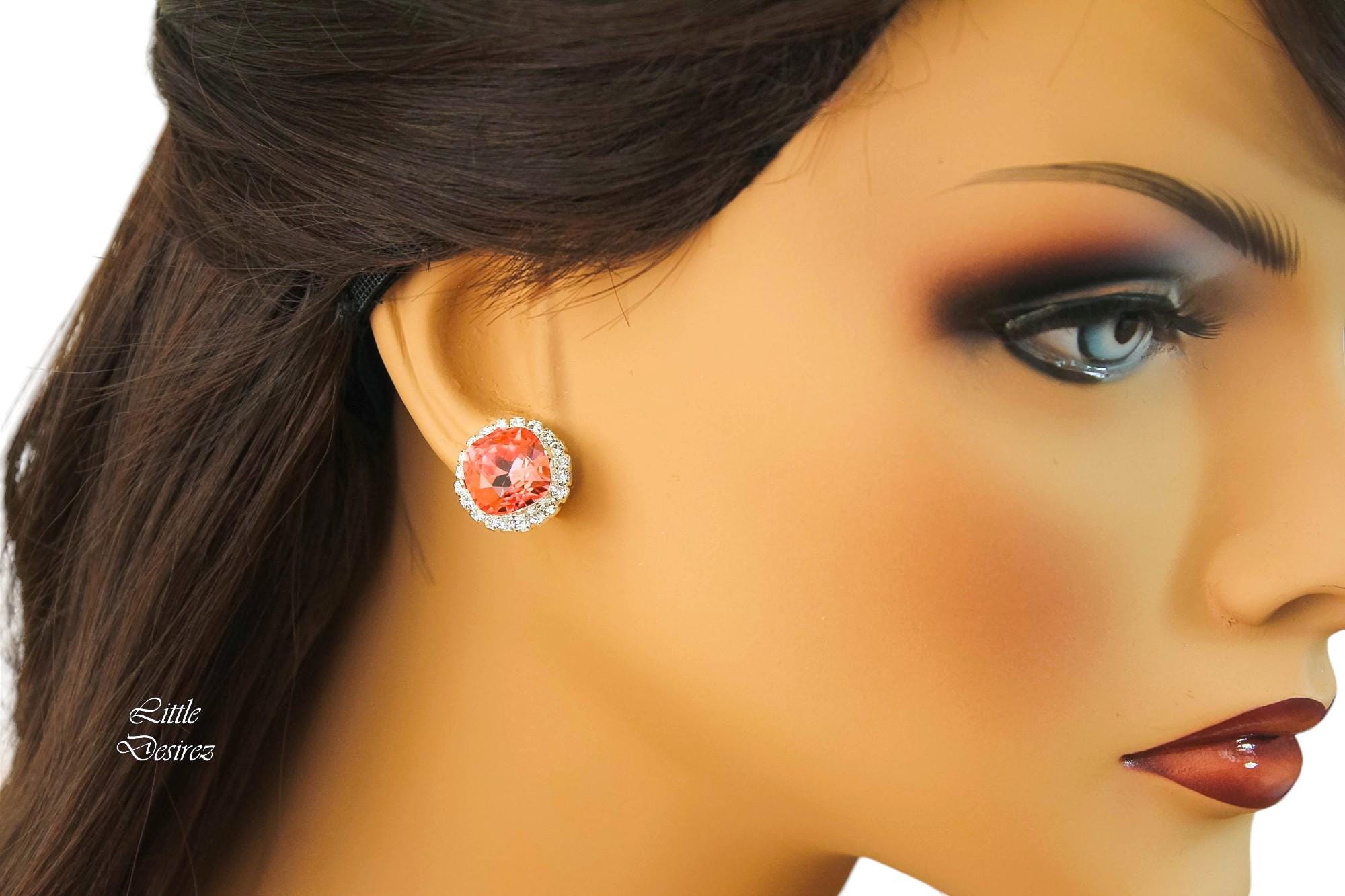 Long Shine Earrings in Peach/Coral main image 1
