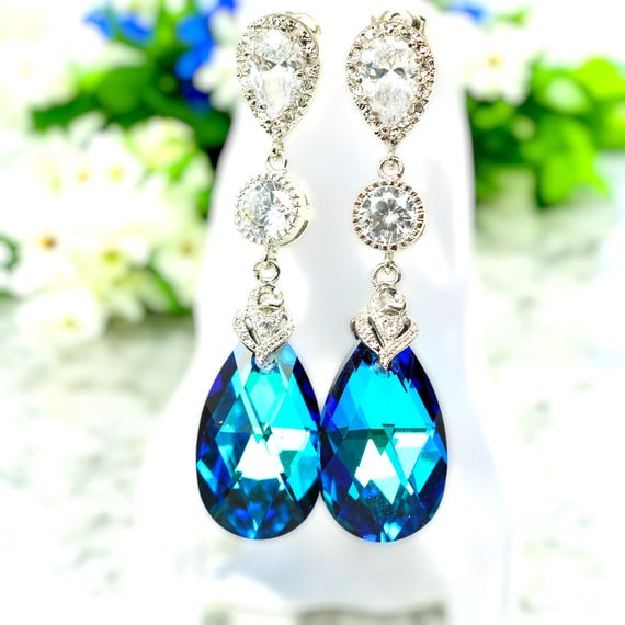 Bridal Chandelier Earrings Blue Dangle Earrings for Women Bridesmaid Jewelry Beach Wedding Statement Earrings Pear Bridal Earrings BB32PC Bridal Chandelier Earrings Blue Dangle Earrings for Women Bridesmaid Jewelry  Beach Wedding Statement Earrings Pear Bridal Earrings BB32PC - Etsy