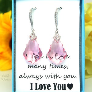 Crystal Earring Pink Earrings Pastel Pink Earrings Pink Stone Earrings Drop Earrings Silver Earrings Bridesmaid Gift Wedding Earrings LR30H image 3