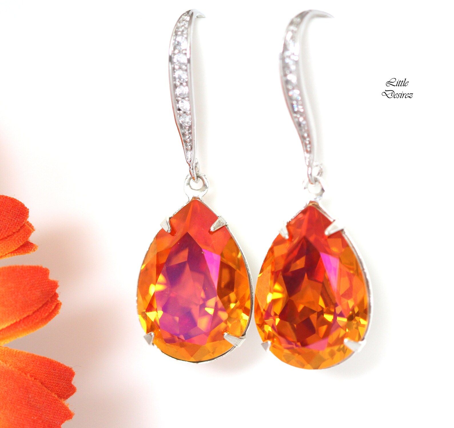 Earrings Orange and Pink Fuchsia Pink and Orange Earrings Etsy