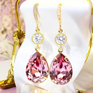 Blush Pink Earrings Antique Pink Earrings  Teardrop Earrings Vintage Inspired Rose Pink Bridesmaid Gift Wedding Jewelry BP31HC