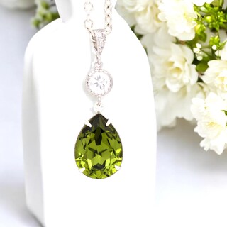 Orecchini Pendenti In Argento 925 Con Peridoto (Olivina) - Pietra Nascita Agosto - Design Femminile