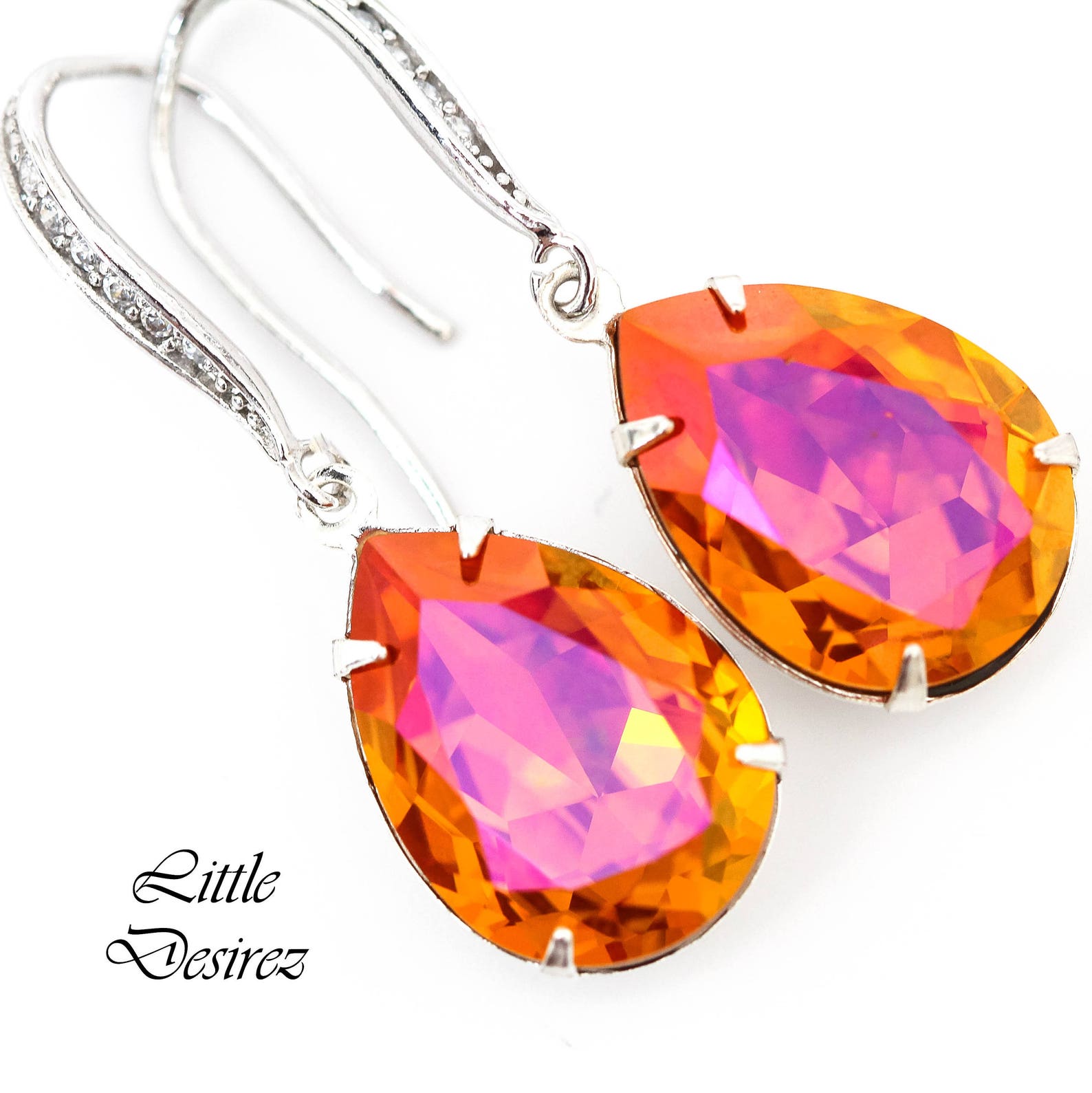 Earrings Orange and Pink Fuchsia Pink and Orange Earrings Etsy