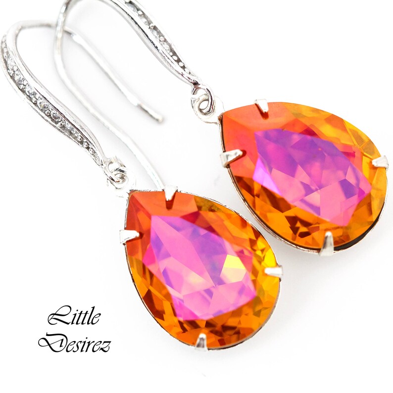 Earrings Orange and Pink Fuchsia Pink and Orange Earrings Etsy