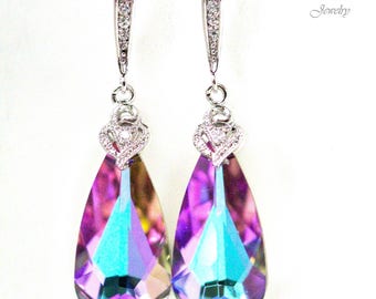 Vitrail Light Earrings  Crystal Cubic Zirconia Earrings Pink and Purple Earrings Mauve Lilac Jewelry Bridesmaid Earrings VL33H