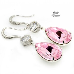 Pastel Pink Earrings Light Pink Earrings Pink Earrings Crystal Rosaline Bridesmaids Gifts Sterling Silver Hypoallergenic RO31HC image 2