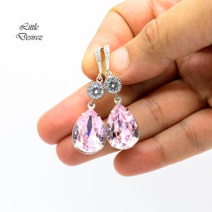 Pastel Pink Earrings Light Pink Earrings Pink Earrings Crystal Rosaline Bridesmaids Gifts Sterling Silver Hypoallergenic RO31HC image 3