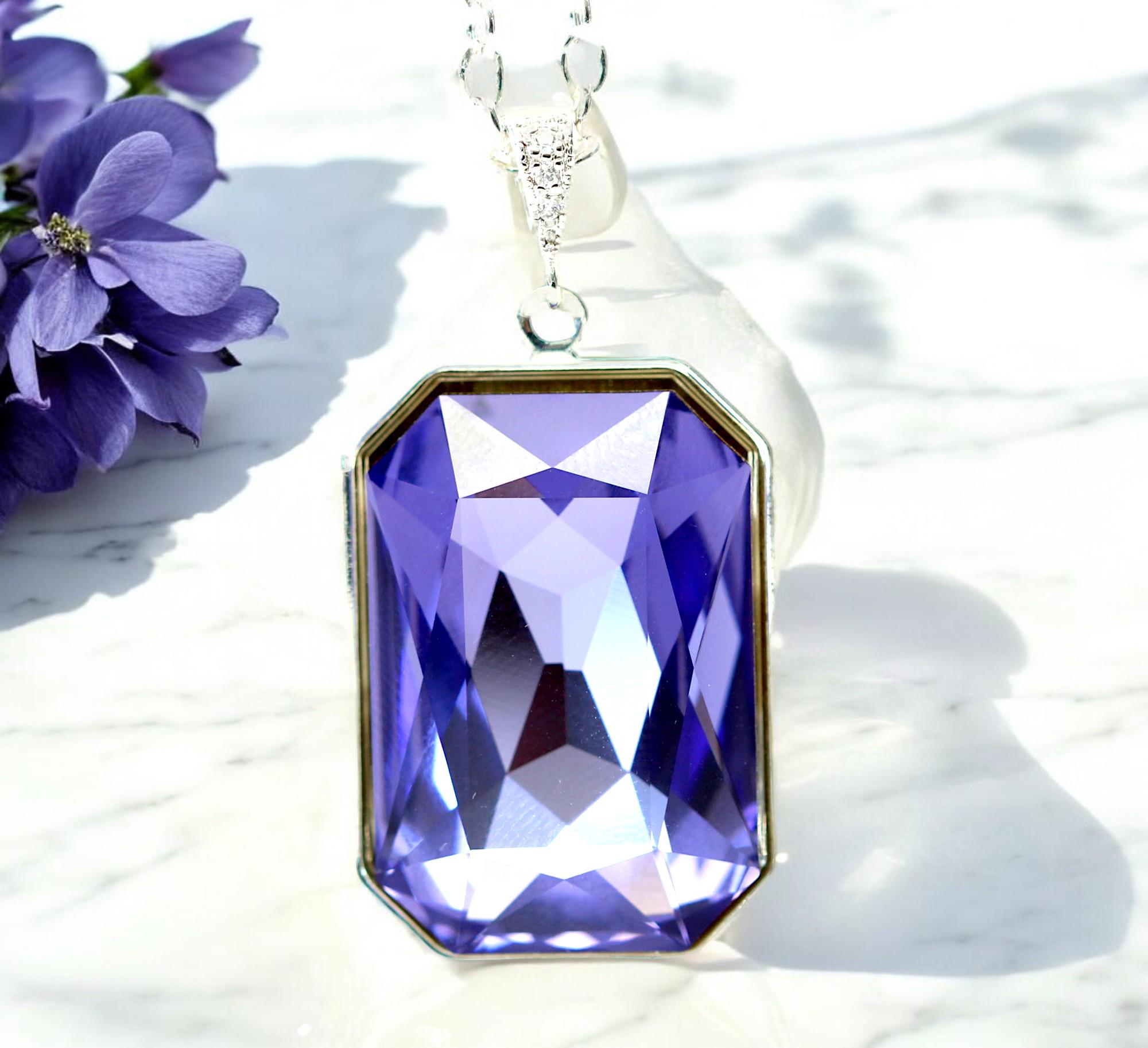 Purple Necklace Tanzanite Necklace Large Pendant Lilac