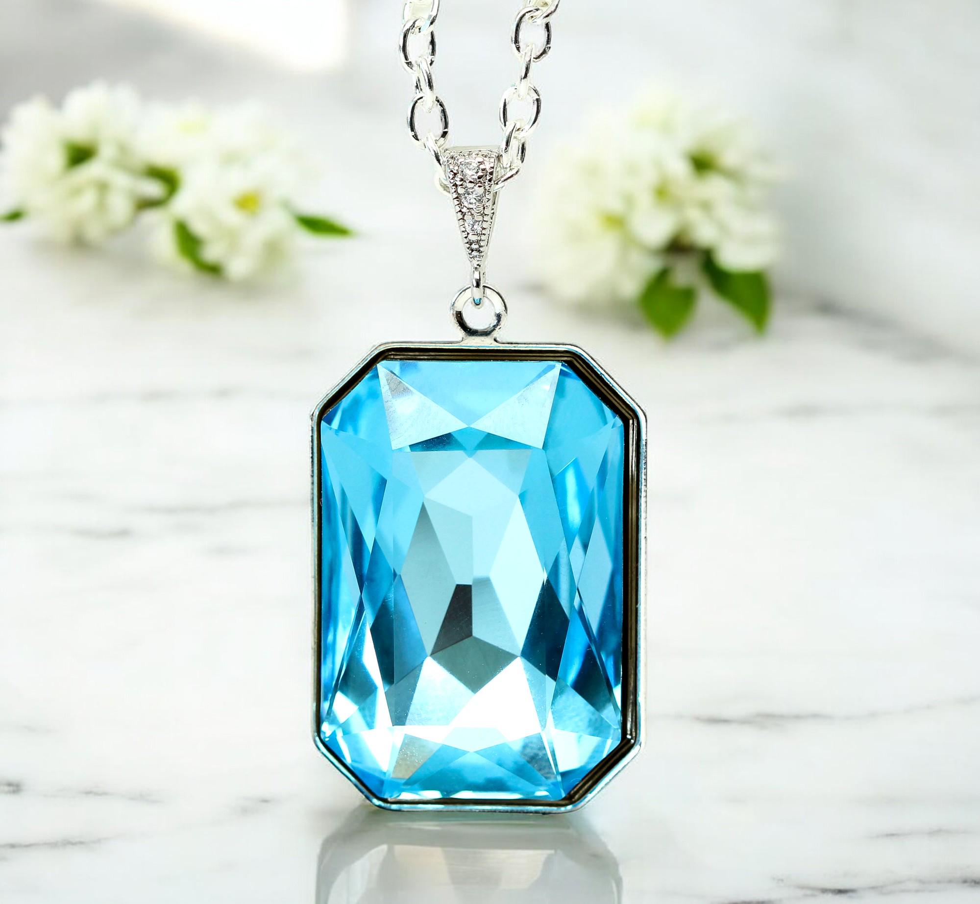 Blue aquamarine necklace best sale