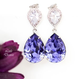 Purple Earrings Lilac Earrings Purple Bridal Earrings Tanzanite Bridesmaid Earrings Plum Jewelry Wedding Jewelry TZ31P image 3