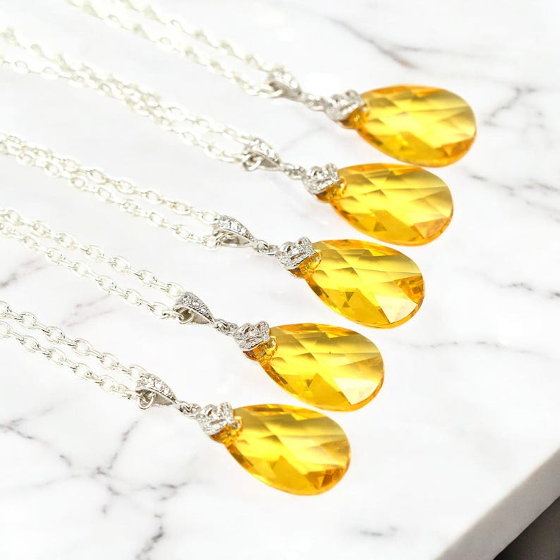 Yellow Necklace Light Topaz Pendant Necklace Yellow Bridesmaids Gift Lemon Zest Canary Yellow November Birthstone LT32N image 4