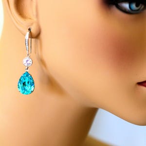 Bridal Earrings Bridesmaid Gift Blue Earrings Turquoise Earrings Earring Gift for Her Everyday Earrings Wives Gift Romantic TQ31HC image 2