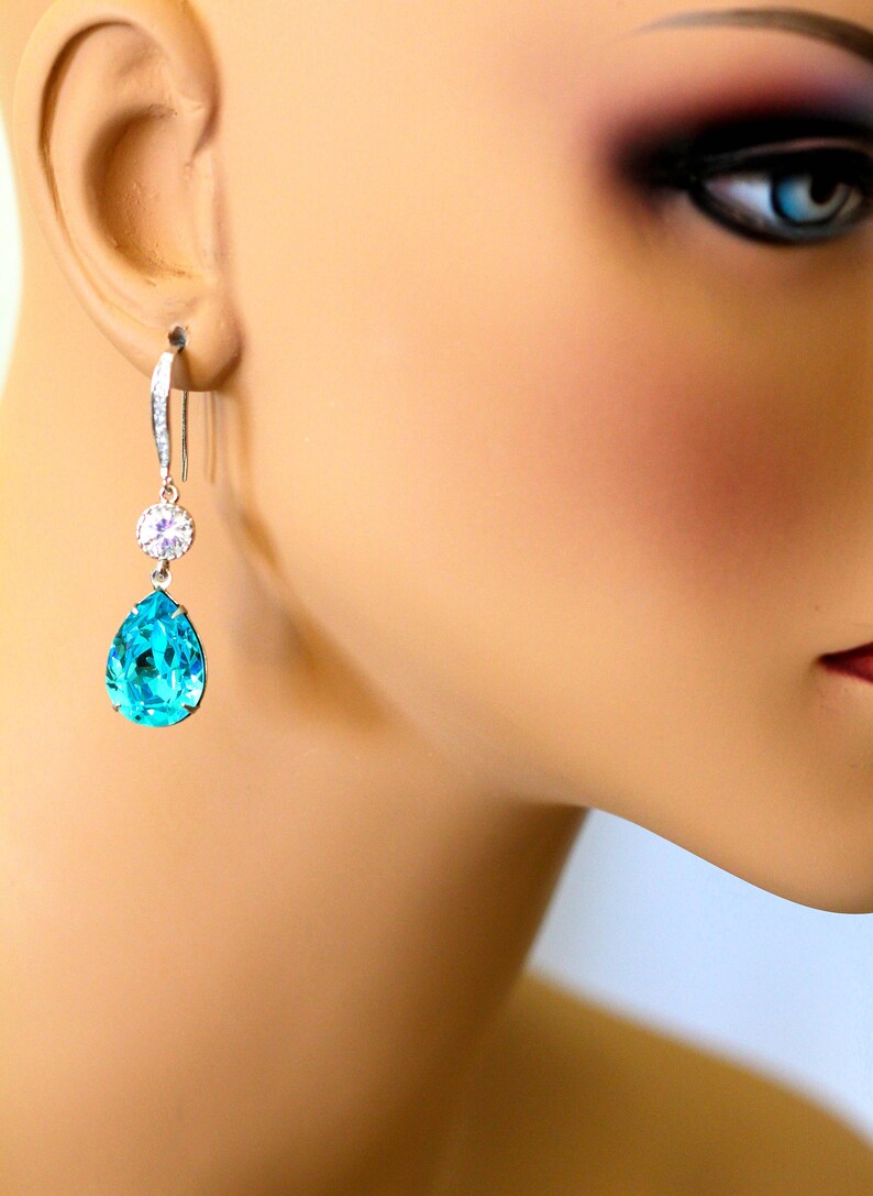 Bridal Earrings Bridesmaid Gift Blue Earrings Turquoise Earrings Earring Gift for Her Everyday Earrings Wives Gift Romantic TQ31HC image 2