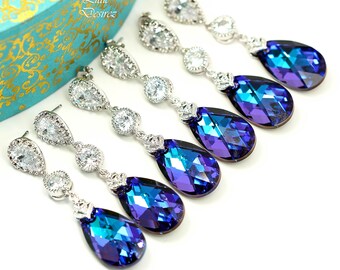 Wholesale Bridesmaid Gift Purple Earrings Bridal Earrings Long Teardrop Earrings Bridesmaid Earrings Wedding Jewelry 25% OFF HE32PC