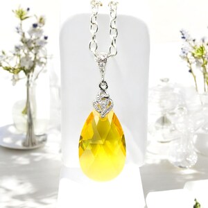 Yellow Necklace Light Topaz Pendant Necklace Yellow Bridesmaids Gift Lemon Zest Canary Yellow November Birthstone LT32N image 5