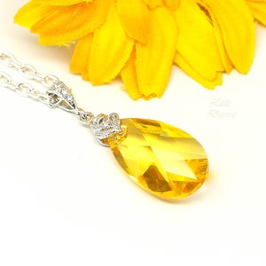 READY TO SHIP Yellow Necklace Sunflower Necklace Yellow Pendant Bridesmaid Jewelry Gift for Her Lemon Zest Canary Yellow Necklace LT32N