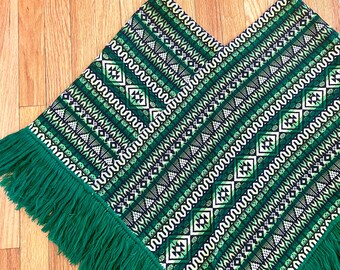 Vintage Poncho Green Pattern Stripes : Baja Poncho Colorful