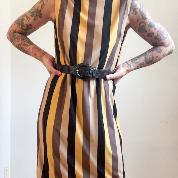 Medium Petite Vintage 1960's Striped Shift Dress … - image 7