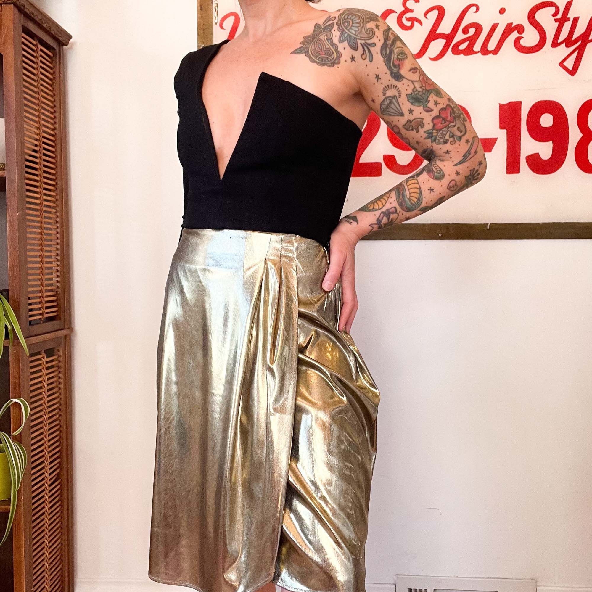 Gold skirt 80s sale