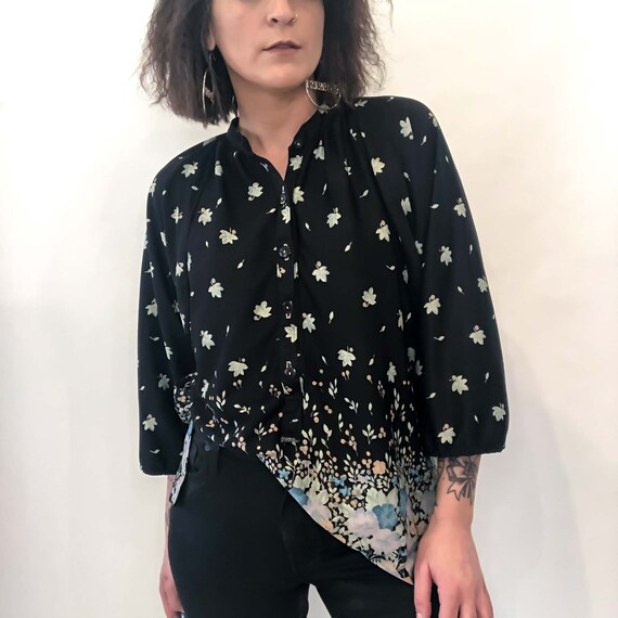 Large Vintage Floral Blouse 1980s - image 2