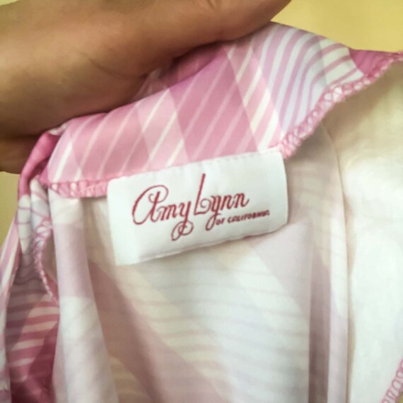 Medium Vintage Pink Stripe Polyester Blouse : Amy… - image 6
