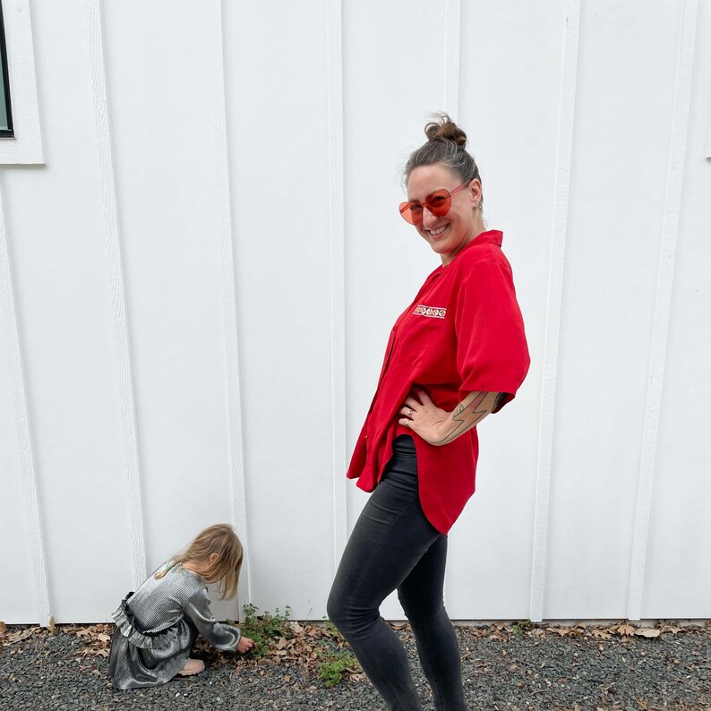 vintage red blouse XL