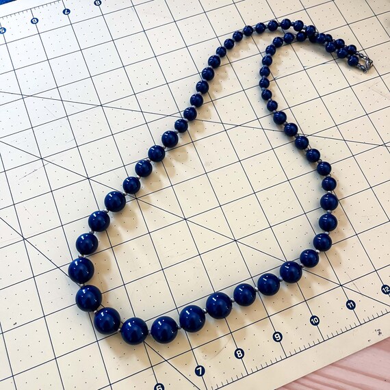 Vintage Navy Blue Plastic Beaded Necklace : Navy … - image 6