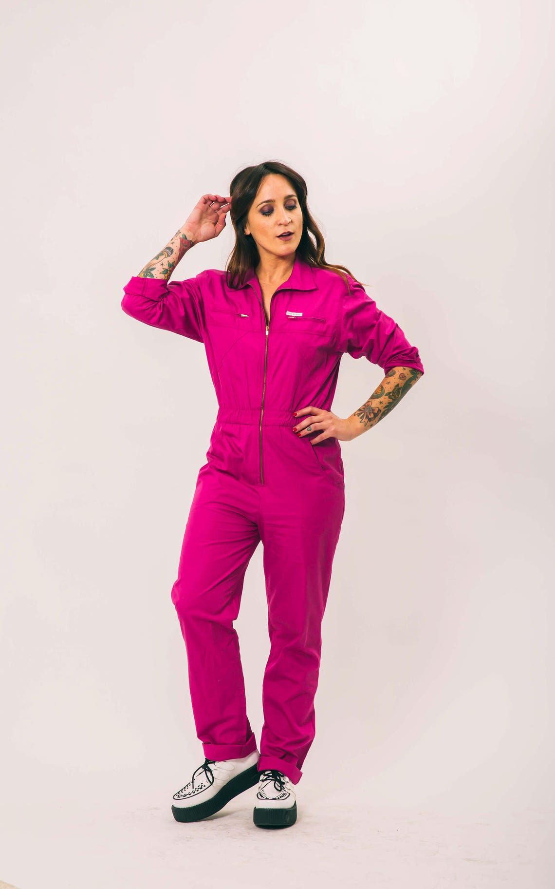 Vintage pink coveralls small medium the Saint Germain Etsy