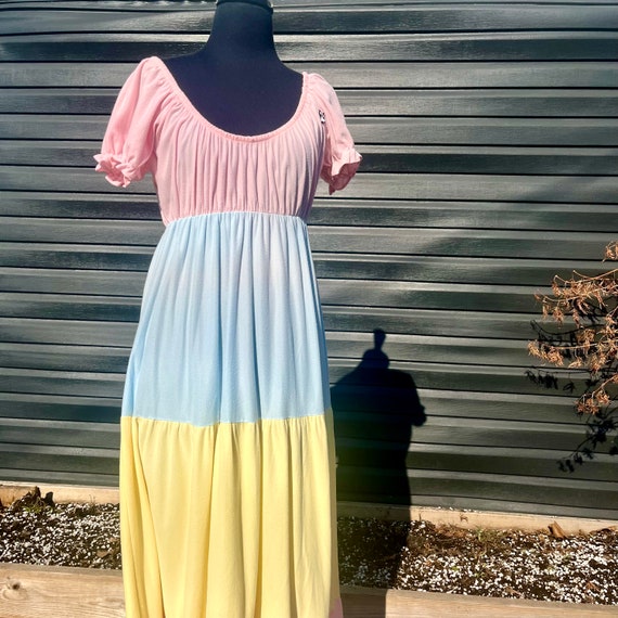 Small Medium Vintage Colorblock Nightgown Dress :… - image 3