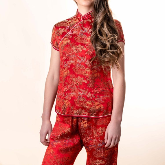 Vintage Asian brocade lounge set : XS silk pajama